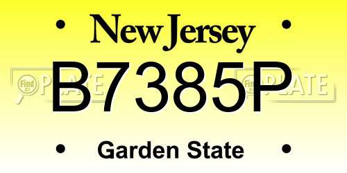 B7385P New Jersey License Plate