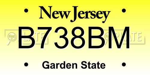 B738BM New Jersey License Plate