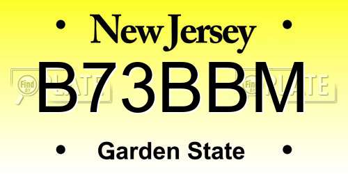 B73BBM New Jersey License Plate