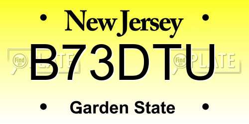 B73DTU New Jersey License Plate