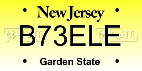 B73ELE New Jersey License Plate