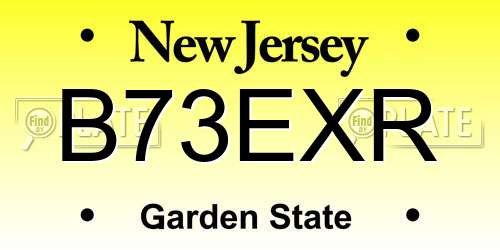 B73EXR New Jersey License Plate