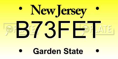 B73FET New Jersey License Plate