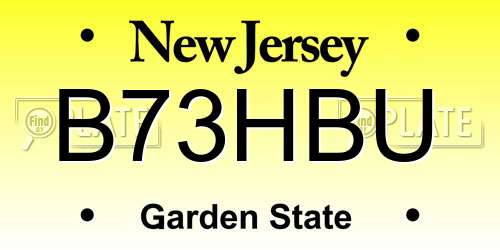 B73HBU New Jersey License Plate