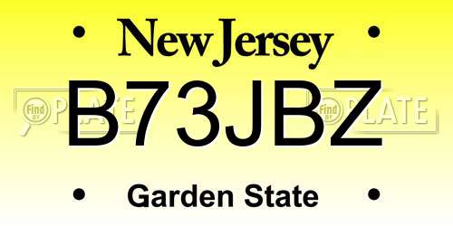 B73JBZ New Jersey License Plate