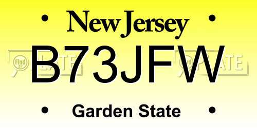 B73JFW New Jersey License Plate