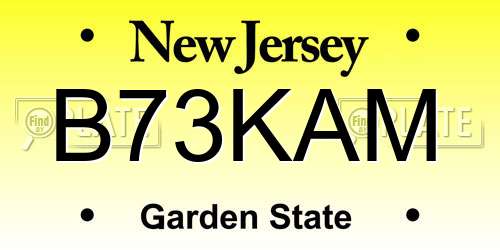 B73KAM New Jersey License Plate