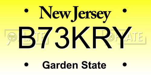 B73KRY New Jersey License Plate