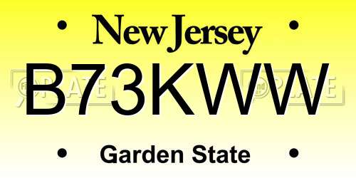B73KWW New Jersey License Plate