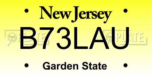 B73LAU New Jersey License Plate