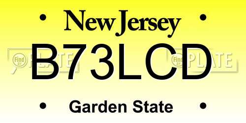 B73LCD New Jersey License Plate