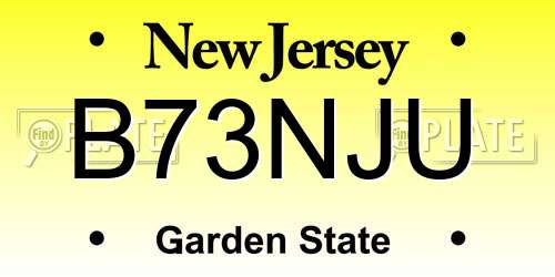 B73NJU New Jersey License Plate