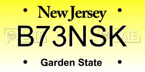 B73NSK New Jersey License Plate