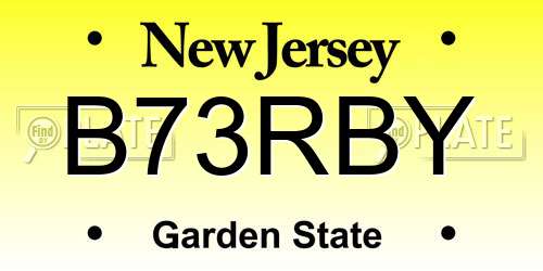 B73RBY New Jersey License Plate