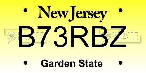 B73RBZ New Jersey License Plate