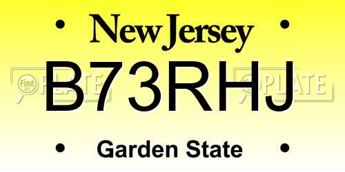 B73RHJ New Jersey License Plate