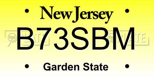B73SBM New Jersey License Plate
