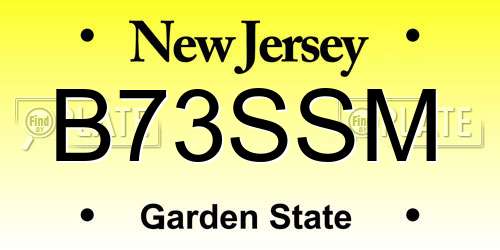 B73SSM New Jersey License Plate