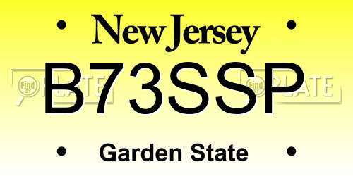 B73SSP New Jersey License Plate