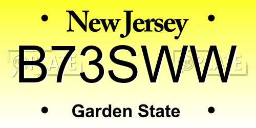 B73SWW New Jersey License Plate