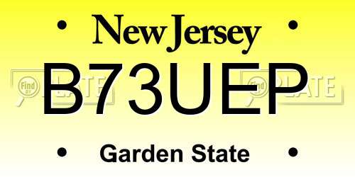 B73UEP New Jersey License Plate