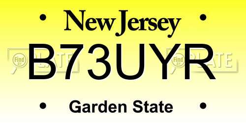 B73UYR New Jersey License Plate