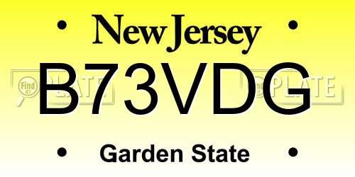 B73VDG New Jersey License Plate