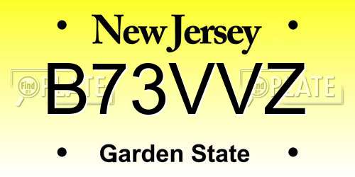 B73VVZ New Jersey License Plate