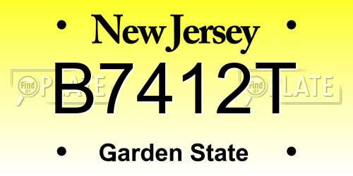 B7412T New Jersey License Plate