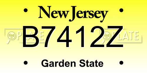 B7412Z New Jersey License Plate