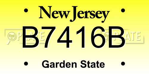 B7416B New Jersey License Plate