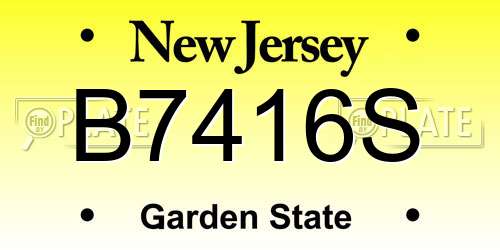B7416S New Jersey License Plate