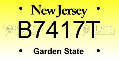 B7417T New Jersey License Plate