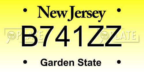 B741ZZ New Jersey License Plate