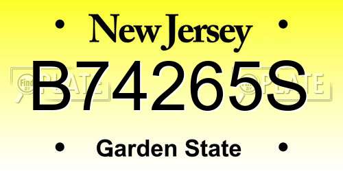 B74265S New Jersey License Plate