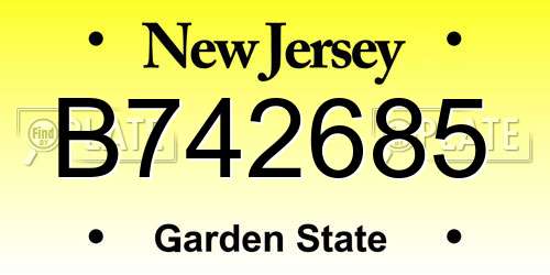 B742685 New Jersey License Plate