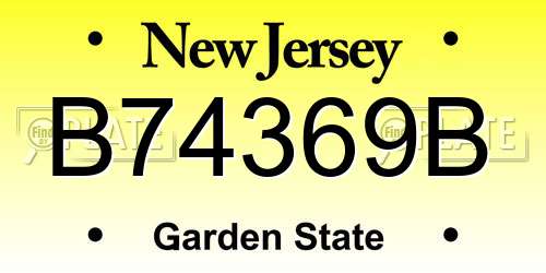 B74369B New Jersey License Plate