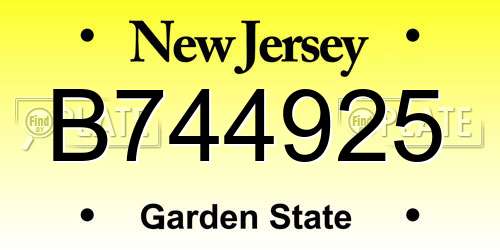 B744925 New Jersey License Plate