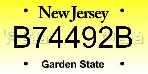 B74492B New Jersey License Plate