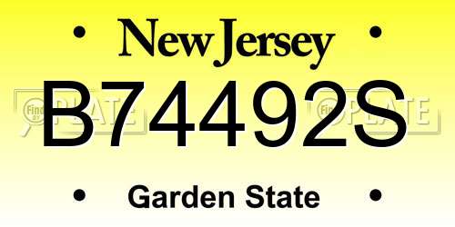 B74492S New Jersey License Plate