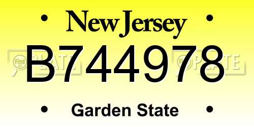 B744978 New Jersey License Plate