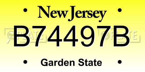B74497B New Jersey License Plate