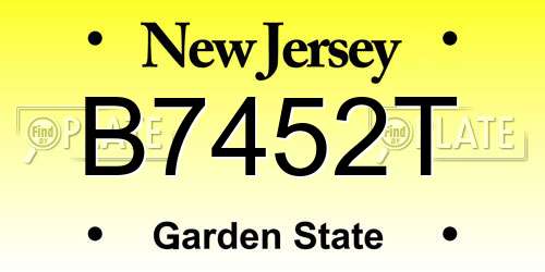B7452T New Jersey License Plate
