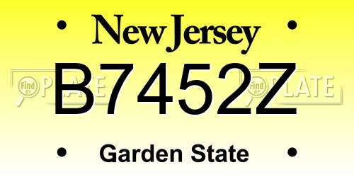 B7452Z New Jersey License Plate