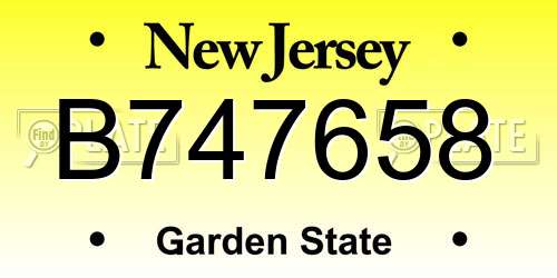 B747658 New Jersey License Plate