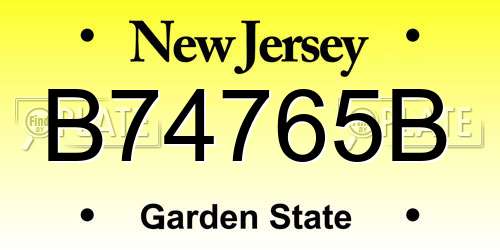 B74765B New Jersey License Plate