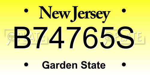 B74765S New Jersey License Plate