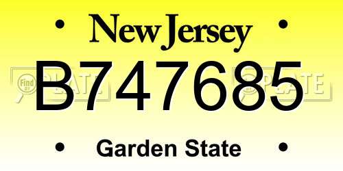 B747685 New Jersey License Plate