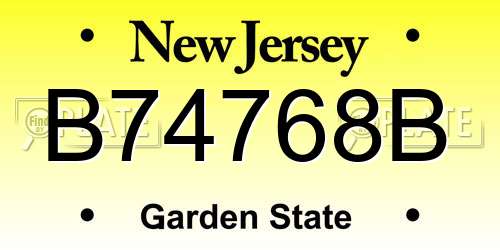 B74768B New Jersey License Plate