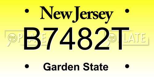 B7482T New Jersey License Plate